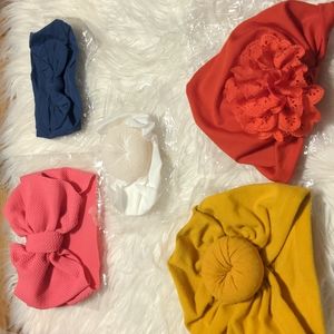 Hair accessories bundle of 6 piece 2 cap 4 headband